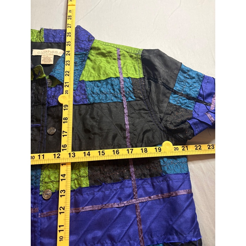 Clothes Patchwork Quilted Jacket Womens Small Blu… - image 6